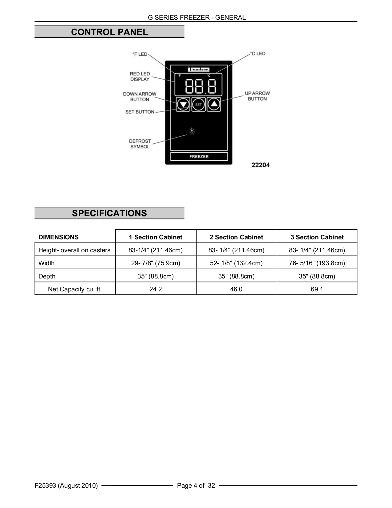 Pdf manual for traulsen freezer g22010